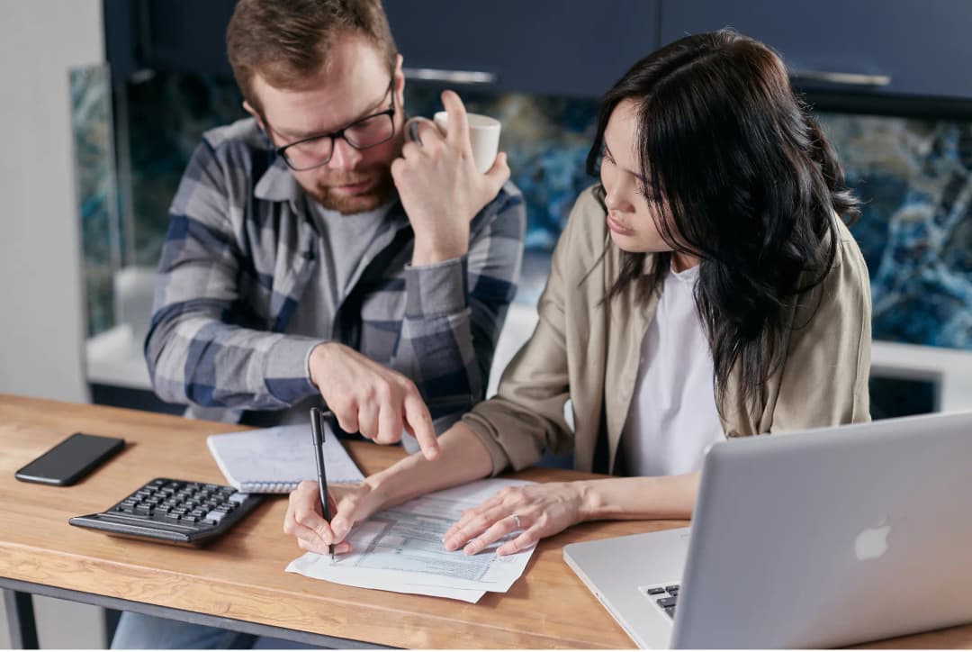 A couple working on their finances