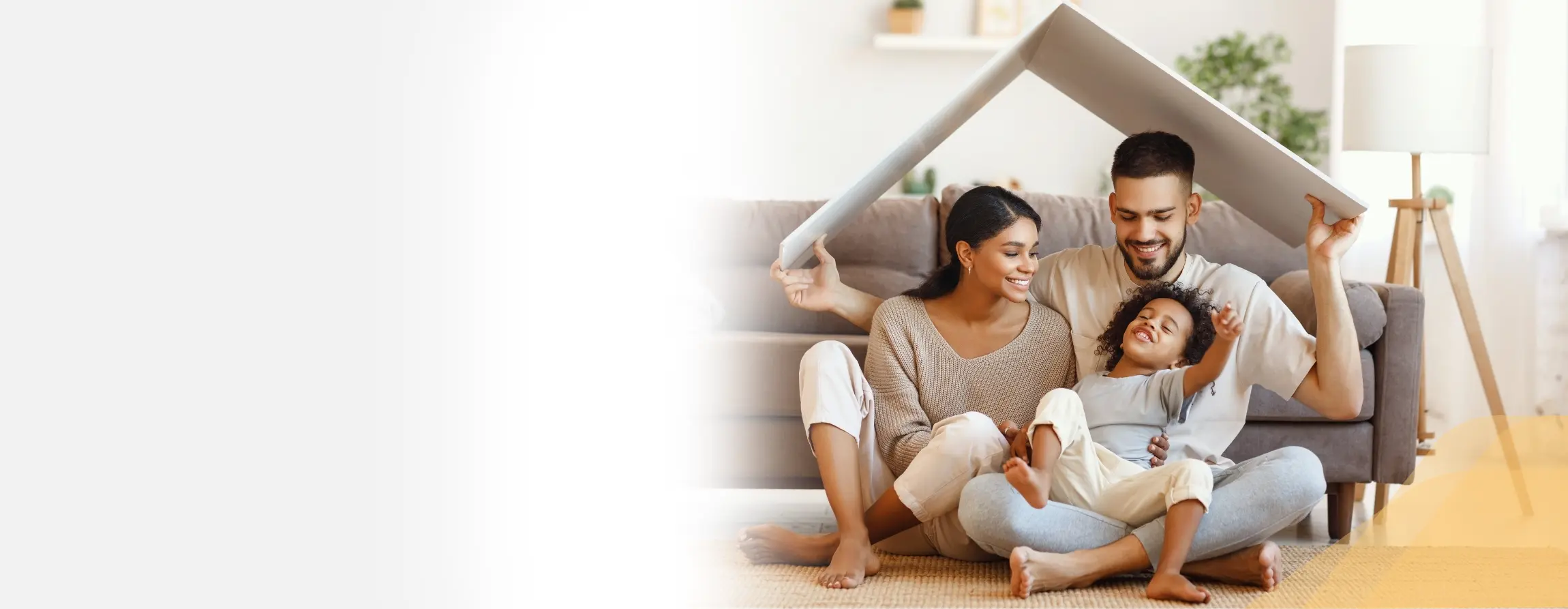 Happy family under roof